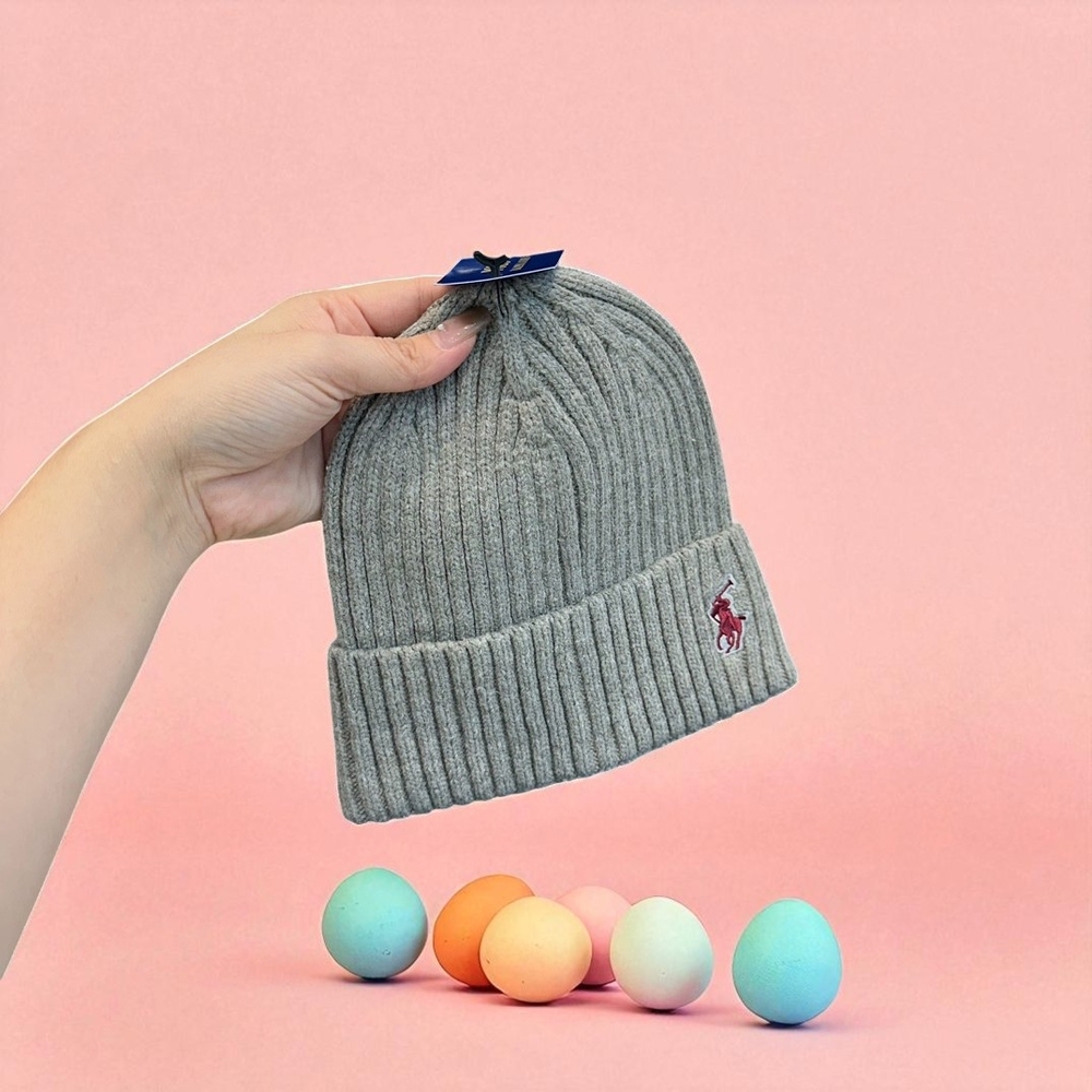 Polo by Ralph Lauren Light Gray Knit Beanie